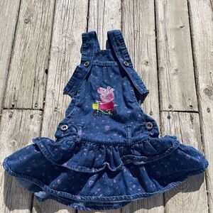 Denim Blue Kids Dress with Embroidered Character Peppa Pig Infant